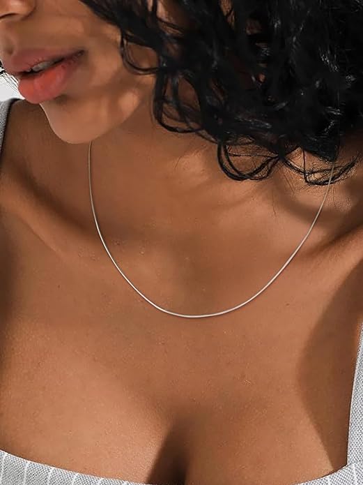 ChainsHouse Snake Chain Necklace for Women 1.2mm, 18-30" Adjustable with 5cm Extender for Pendants Lockets, Rose Gold/Stainless Steel/Black/14K Gold Hypoallergenic Dainty Jewelry Gift