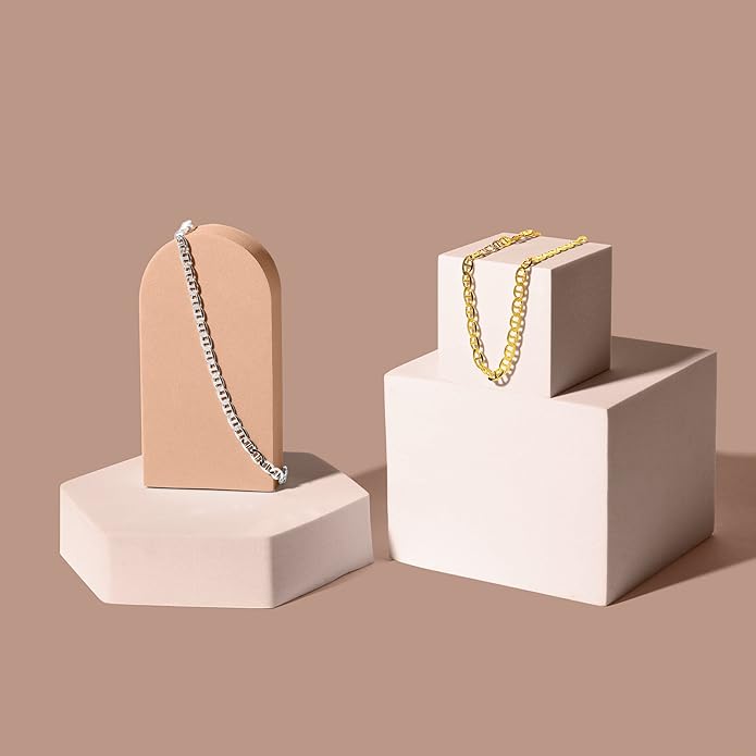 PORI JEWELERS 925 Sterling Silver 4.5mm Mariner Chain Link Anklet - Available in Silver or Yellow
