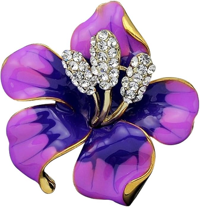 JewelryHouse Fancy Vintage Rose Flower Imitation Crystal Colourful Women Brooch Pin