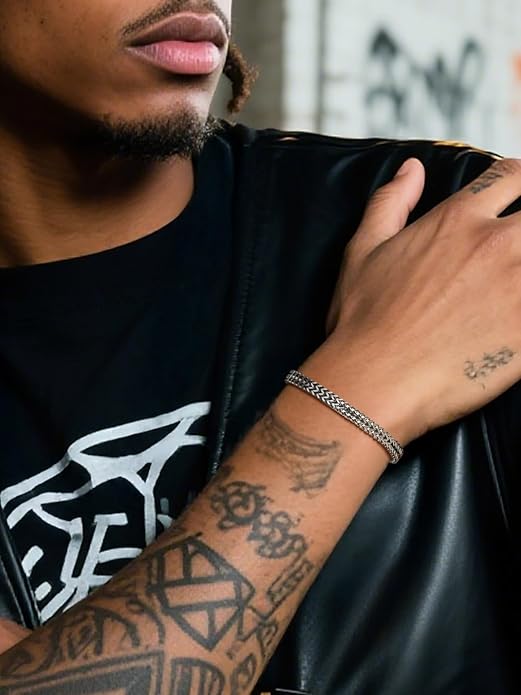 Richsteel Bracelets for Men 6mm/10mm/12mm Width Stainless Steel With Sturdy Clasp Franco Curb Chain Mens Bracelet 7.4/8.2/9 Inches Length
