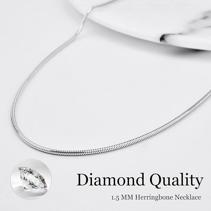 DEARMAY 14K Gold Plated Necklaces for Women, Dainty Gold Herringbone Choker Necklace Thin Layered Snake Chain Jewelry for Gifts