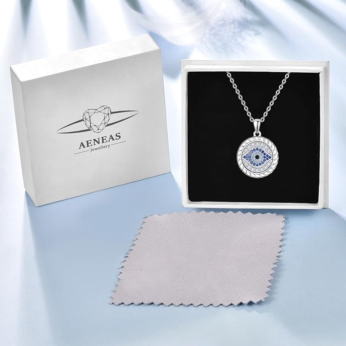 AENEAS Evil Eye Necklace for Women 925 Sterling Silver Necklace Ojo Turco Trendy Jewelry Gifts for Women Wife