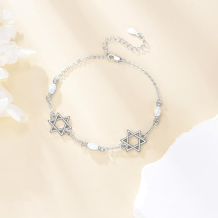 CRMAD Cross/Heart/Infinity/Star of David Bracelet for Women Sterling Silver Opal/Malachite/Moonstone Bracelet Cross Jewelry Gift for Women