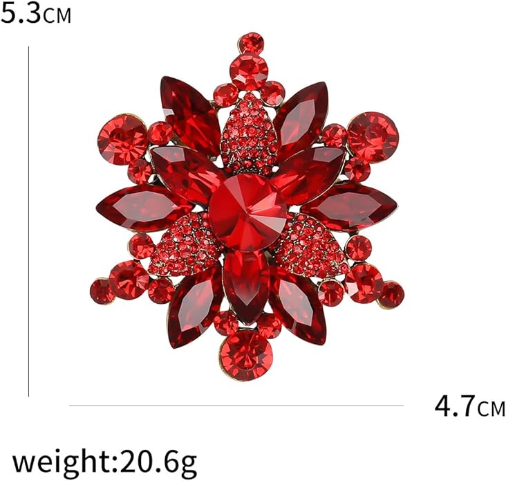 Vintage Crystal Rhinestone Flower Brooch Pin Premium Rhinestone Large Blossom Brooch Collar Pin Bridal Wedding Dress Jewelry Accessories for Women