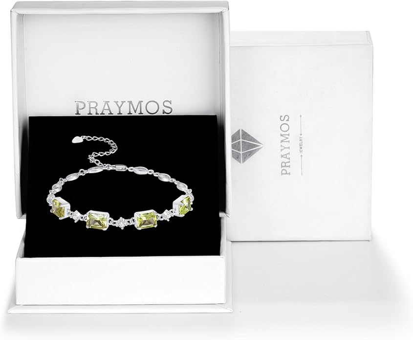PRAYMOS Birthstone Bracelets for Women Mom Mother's Grandma Sterling Silver Women's Bracelets Birthstone Jewelry Gifts