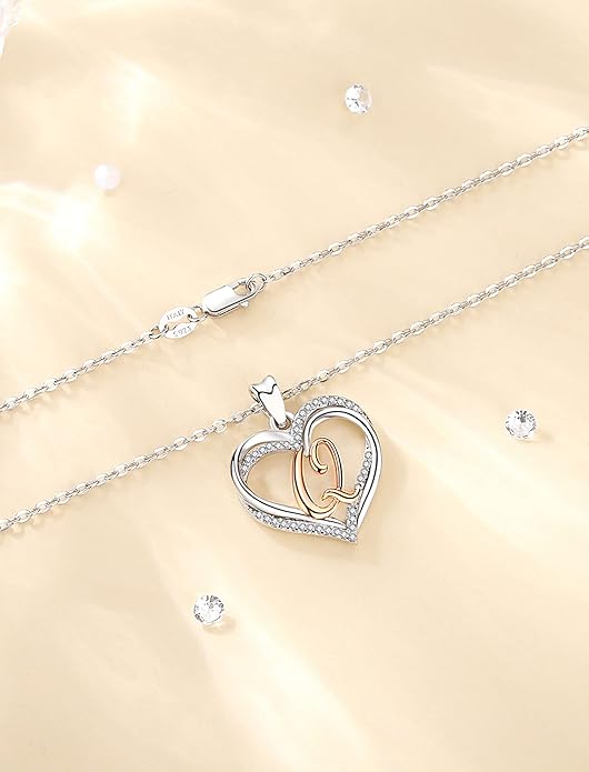 INFUSEU Unique Initial Necklaces for Women Girls Small Heart Letter Jewelry, Meaningful Personalized Gifts