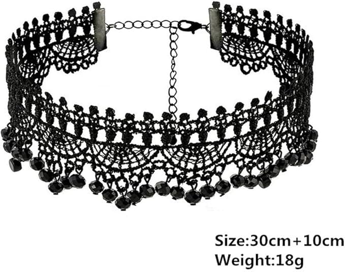 Missgrace Boho Punk Vintage Black Shiny Crystal Beads Choker Necklace for Women Chunky Short Multilayer Necklace Black Chain Necklace Jewelry for Women