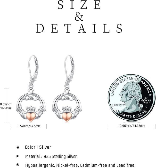 JUSTKIDSTOY St Patricks Day Earrings Gifts 925 Sterling Silver Four Leaf Clover Shamrock Earrings Irish Jewelry for Women Girls