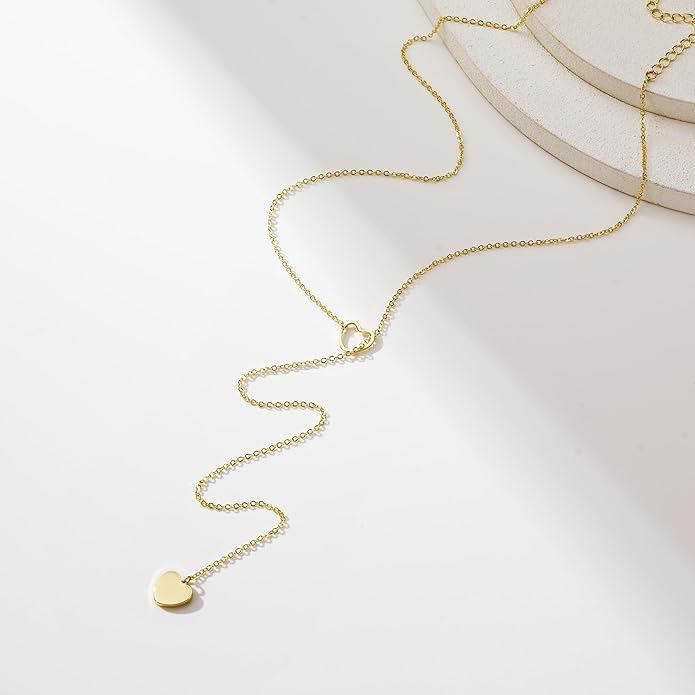 Yoosteel Long Lariat Necklace for Women - Dainty Y-Shaped Necklaces 14K-Gold-Plated Drop Chain Simple Jewelry Trendy Gifts for Women
