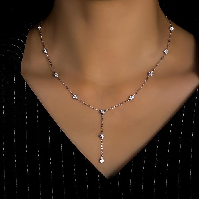 AnuClub Cushion Cut Moissanite Pendant Necklace D Color VVS1 925 Sterling Silver Refined Daily Necklace for Women with Certificate, 40+2+3cm Adjustable Chain