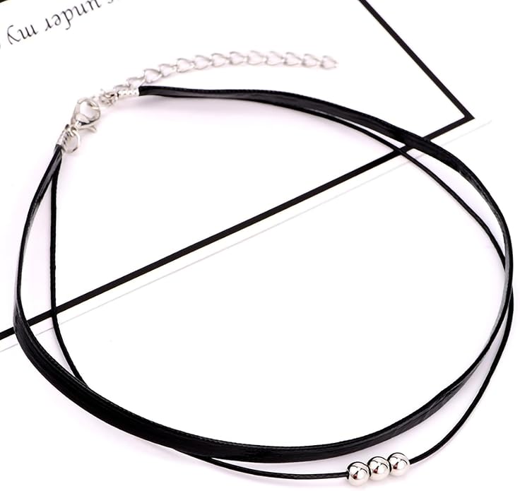 Fesciory Black Necklaces for Women, Adjustable Layered Velvet Leather Lace Collar Necklace, Goth Jewelry Gifts.