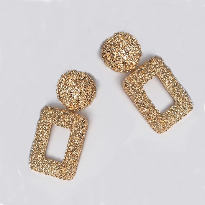 Ginkgo Leaf Flower Earrings, Gold Geometric Statement Earring, Big Fashion Design Boho Drop Dangle Earrings