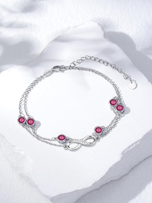 Dorunmo Anklet Bracelets for Women 925 Sterling Silver Infinity Anklets Bracelets Birthstone Jewelry Gifts for Mom Wife