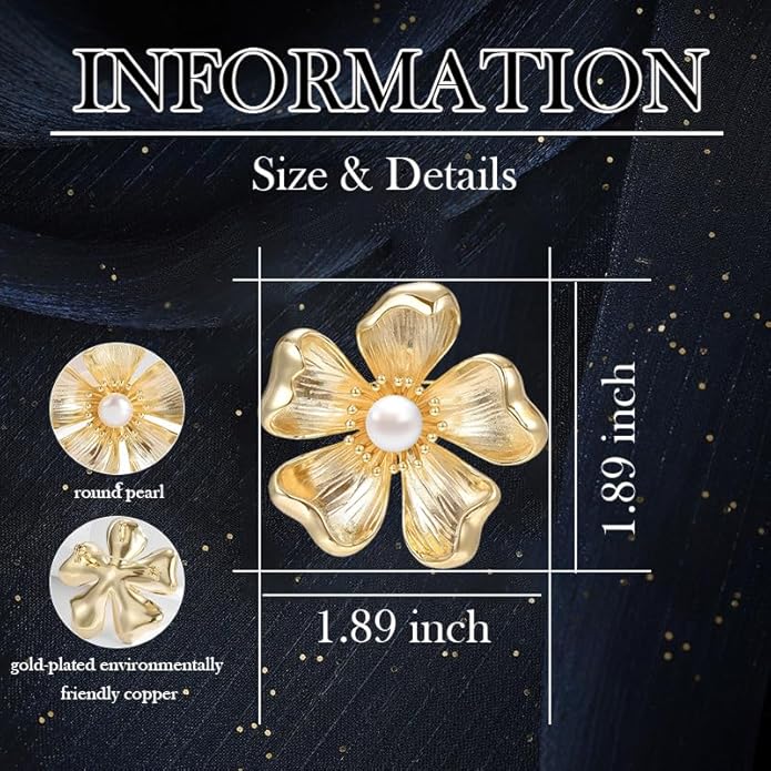 Flower Brooch Pin Rhinestones Pearl Flower Brooches Floral Pin Jewelry for Women Girls