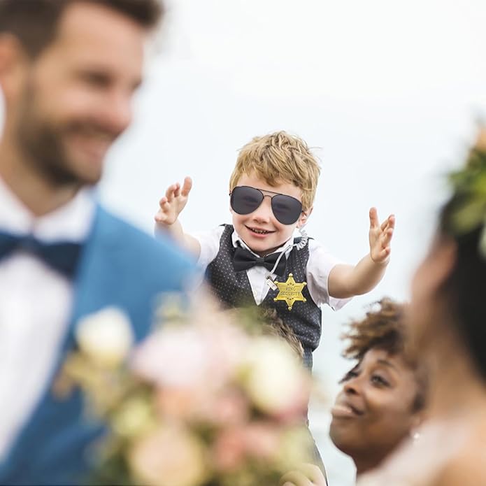 ERDOGLY Metal Ring Security Badge, Ring Bearer Gifts Metal Brooch, Ring Security Wedding Accessories Keepsake for Party, Rehearsal, Boys, Youngs, Security Badges for Wedding Souvenirs