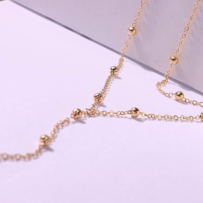 HAXIYA Lariat Gold Necklace for Women Dainty Long Necklace 14k Gold Plated/Silver Y-Shaped Pendant Drop Chain Trendy Layered Pearl/Beaded/CZ Necklaces Simple Gold Jewelry For Women Gift