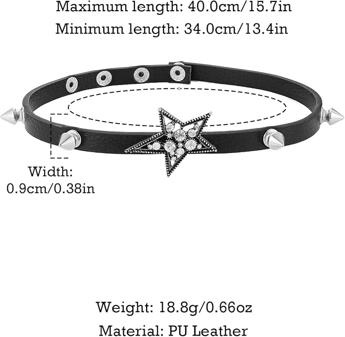 HZMAN Adjustable Goth Black Choker Necklace for Women 90s Collar, Emo Accessories