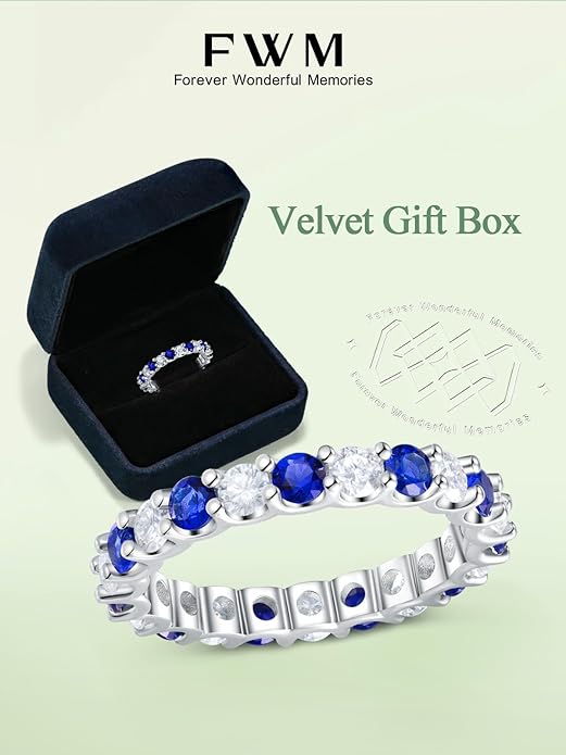 D Color VVS1 Clarity Moissanite and Sapphire/Ruby/Emerald Rings for Women, Solid 925 Sterling Silver, Anniversary Birthday Mothers Day Jewelry Gift, Stackable Wedding Ring, Size 4-11