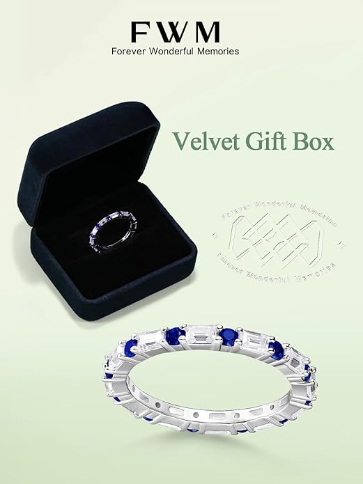 D Color VVS1 Clarity Moissanite and Sapphire/Ruby/Emerald Rings for Women, Solid 925 Sterling Silver, Anniversary Birthday Mothers Day Jewelry Gift, Stackable Wedding Ring, Size 4-11