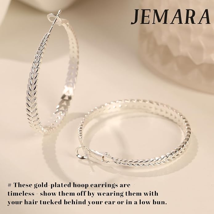Silver Hoop Earrings for Women Hypoallergenic 925 Sterling Silver Post Hoop Earrings Lightweight Thick Large Silver Hoop Earrings 30/40/50MM