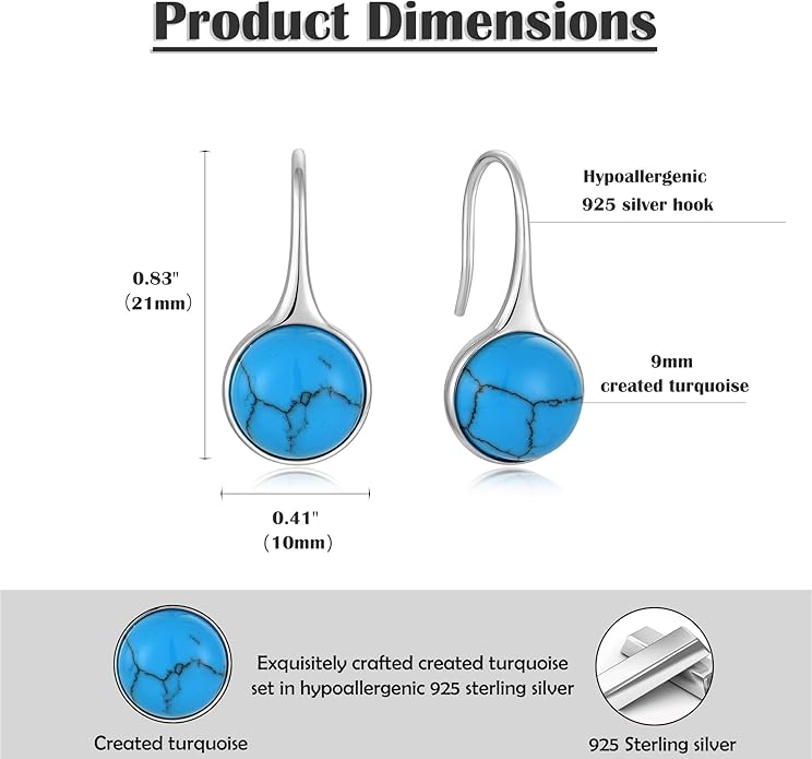 Opal Earrings 925 Sterling Silver Hook Drop Teardrop Gemstone Earrings October Birthstone Dangle Earrings Jewelry Gift for Women