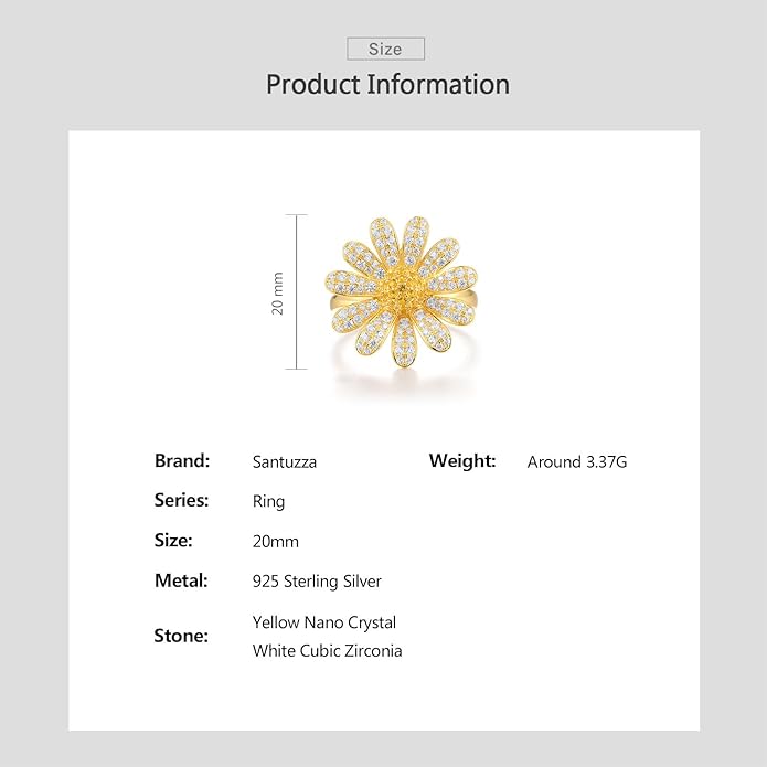 Santuzza Sterling Silver Gemstone Flower Ring for Women