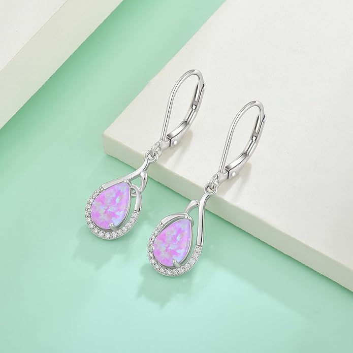 Starchenie Teardrop Dangle Drop Earrings 925 Sterling Silver Pear Birthstones Leverback Earrings Gift for Women
