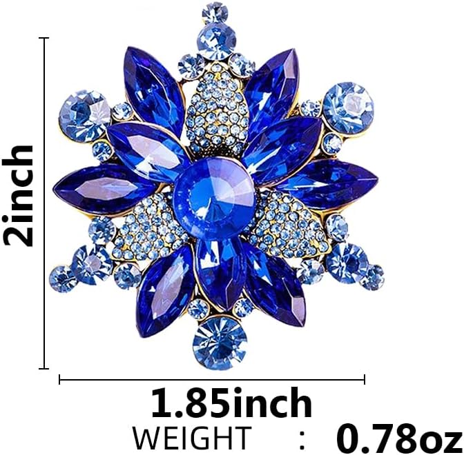 Rhinestone Flower Brooch Pin for Women Red Black Purple Flower Broochs Pin Hat Christmas Brooch Jewelry