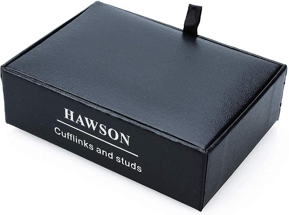 HAWSON Cufflinks and Studs for Men-Fashion Men Vintage Enamel Carbon Fiber Tuxedo Shirt Cufflinks and Studs Set for Regular Wedding Business Accessories