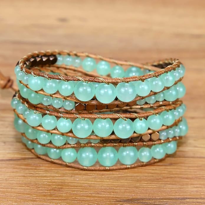 ZOSOJONA Boho Wrap Bead Bracelet for Women - Handmade Adjustable Natural Stone Beaded Bracelets Rope Yoga Healing Bracelet Bangle Hippie Jewelry