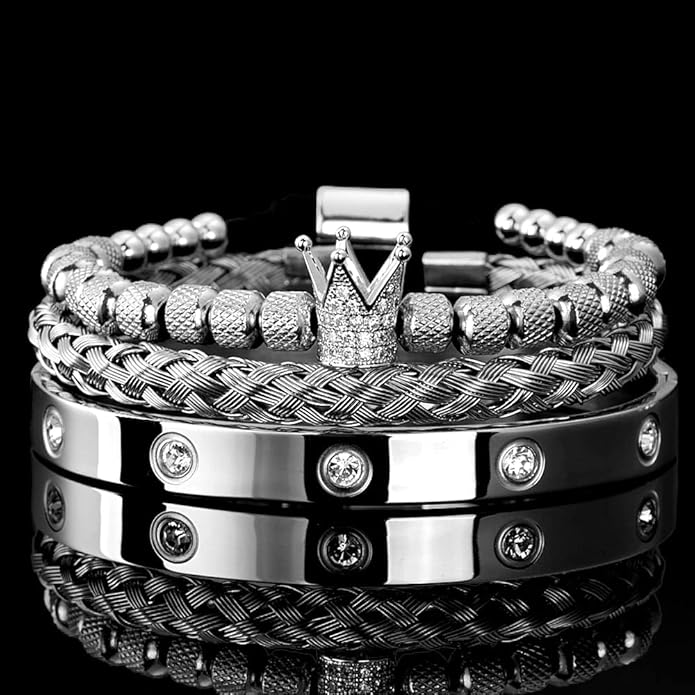 WFYOU 3PCS Stainless Steel Bracelets for Men Gold Roman Numeral Bangle Bracelet Twisted Cable Bracelet Adjustable Cuff Bracelet Mens Luxury Jewelry Bracelets Gifts