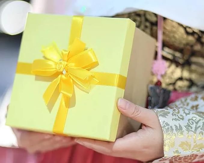 LEEQE Double Face Yellow Satin Ribbon 3/8 inch X 50 Yards Polyester Yellow Ribbon for Gift Wrapping Very Suitable for Weddings Party Hair Bow Invitation Decorations and More