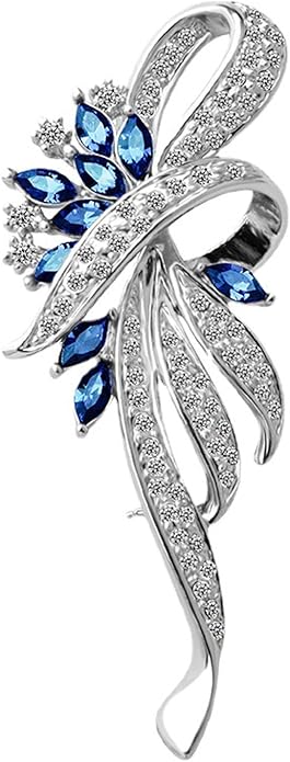 Rhinestone Brooches for Women,Vintage Silver Large Brooch Pins Blue Crystal Dress Brooch Pin Decorative Pins,Fashion Prom Jewelry Accessories