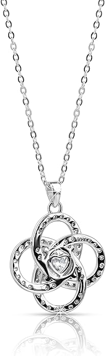 Moissanite Pendant Necklace for Women – 925 Sterling Silver Necklace for Women Infinity Pendant, Dainty Silver Jewelry Gift Box for Mom Wife Girlfriend – Birthday Anniversary 1-3 CT