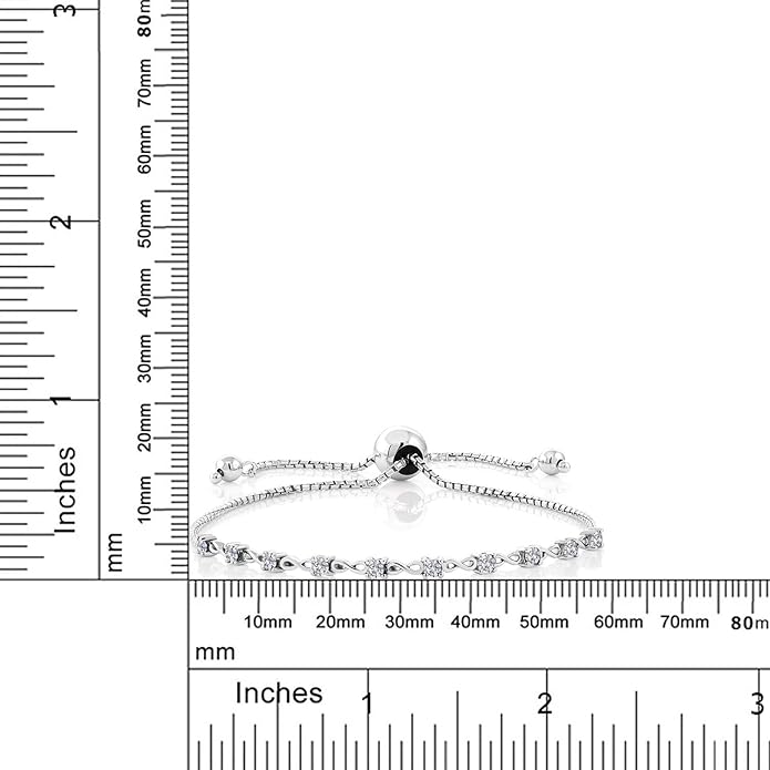 Gem Stone King Round Gemstone Birthstone Tennis Bracelet For Women | 925 Sterling Silver | 2.5MM Round | Fits Up To 9 Inch Wrist | Adjustable Bolo Bracelet For Women | Easy-On Easy-Off