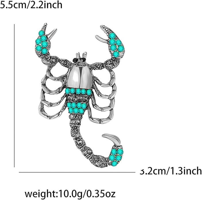 Dreuyet Rhinestone Scorpion Brooch Pin for Women Men Vintage Crystal Scorpion Brooches Punk Style Insect Animal Laple Pin Clothing Suits Accessories Christmas Birthday Jewelry