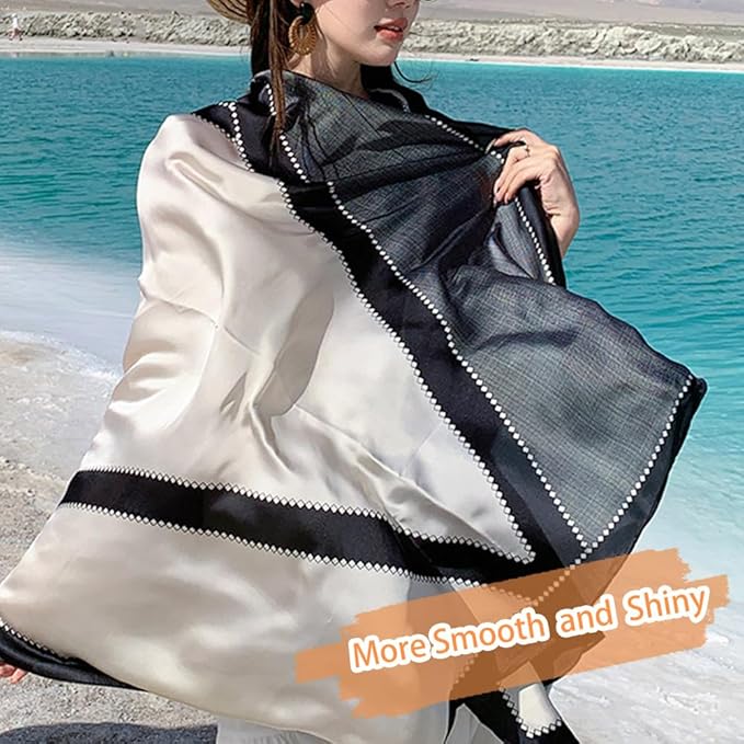Clysoru Silk Scarf For Women Hair Scarves Lightweight Satin Elegant Shawl Wraps Bufanda Mujer Fashion Accessories 70.8"X35.4"