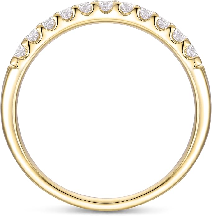 DeMoise 14K Gold Moissanite Wedding Bands 14K Gold Moissanite Wedding Rings 2mm Stackable Band Ring Half Eternity Band for Women