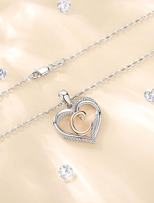 INFUSEU Unique Initial Necklaces for Women Girls Small Heart Letter Jewelry, Meaningful Personalized Gifts