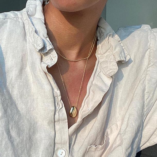 Ana Luisa Pebble Pendant Necklace for Women - 14K Gold Plated and Silver Rhodium Plated Trendy Small & Mini Teardrop Necklace with Lobster Clasp - Hypoallergenic, Water-Resistant, Tarnish-Free Jewelry