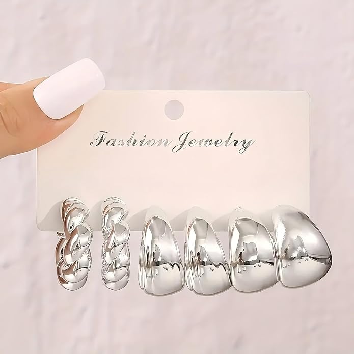 24 Pairs Chunky Gold Hoop Earrings Set for Women, Hypoallergenic Fashion Statement Hoops Earrings Pack Assorted Small Big Twisted Hoop Jewelry for Gift