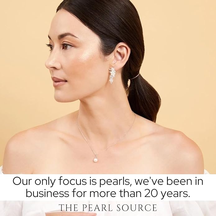 The Pearl Source Freshwater Pearl Pendant Sydney Necklace for Women - Cultured Pearl Necklace | Single Pearl Necklace for Women with 925 Sterling Silver Chain