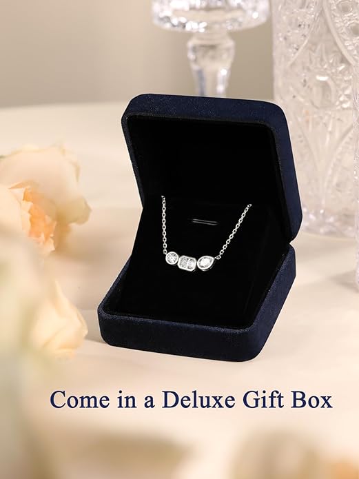 CYW Moissanite/Ruby/Sapphire/Emerald Dainty Pendant Necklace for Women, Novelty Design, Really Authentic Solid 925 Sterling Silver, 16"/18"/20" Adjustable, Birthday Anniversary Valentines Gift