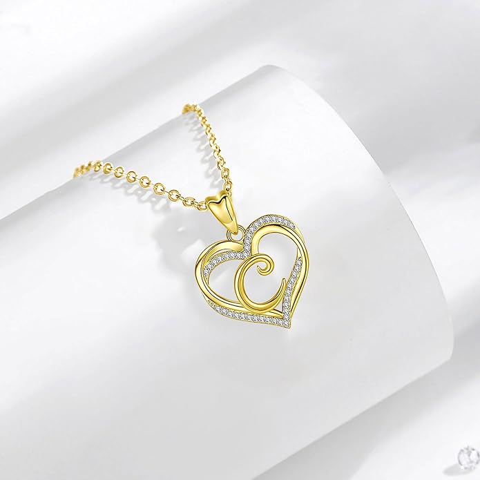 INFUSEU Unique Initial Necklaces for Women Girls Small Heart Letter Jewelry, Meaningful Personalized Gifts