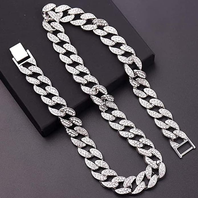EMESLY Miami Cuban Link Chain 14K Gold Plated Necklace (16, 18, 20, 22, 24, 30 Inches Length); Hip Hop Bracelet (8" Length) for Men & Women; Perfect Iced Out Bling Jewelry Gift