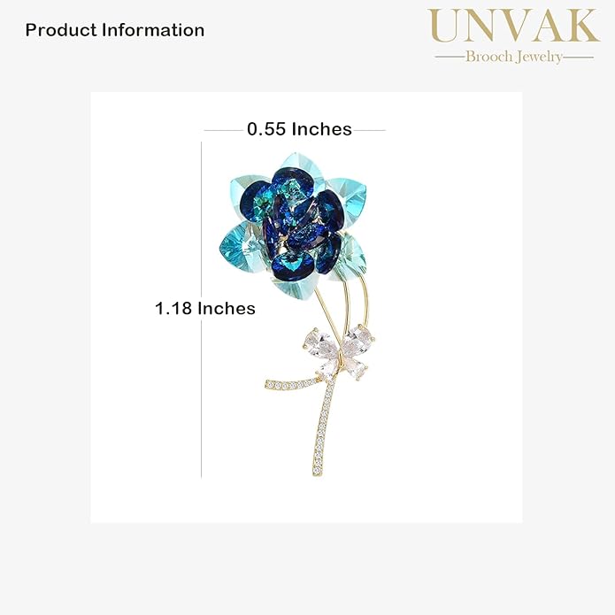 UNVAK Rhinestone Flower Brooch - Crystal Flower Pin for Women - Valentine's Day & Mother's Day Gift