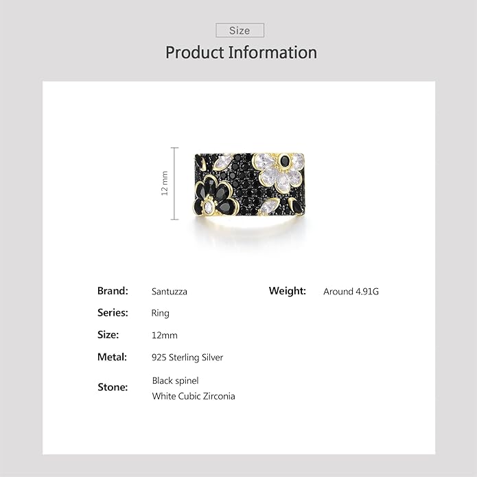 Santuzza 14K Gold Plated Dragonfly Ring Cubic Zirconia 925 Sterling Silver Butterfly Ring