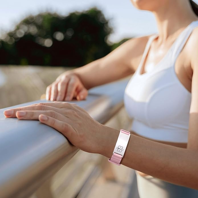 Comfortable Medical ID Bracelet for Men & Women - Custom Engraved Silicone Strap Comfort Fit Medical Alert Bracelets for Sports,Adjustable Waterproof Customizable Wristband for Diabetic