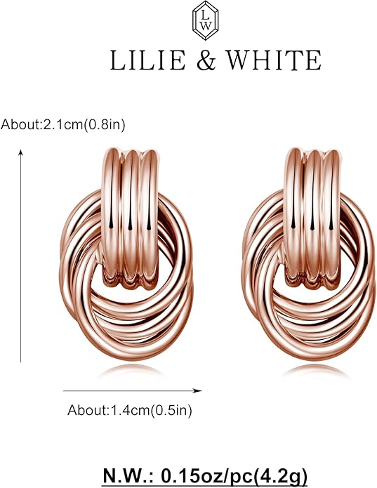 LILIE&WHITE Gold Chain Dangle Earrings - Women's Hypoallergenic Fashion Gift Earrings