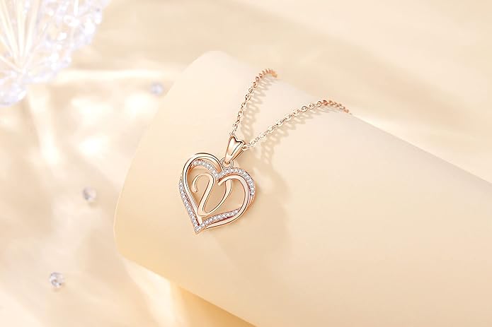 INFUSEU Unique Initial Necklaces for Women Girls Small Heart Letter Jewelry, Meaningful Personalized Gifts